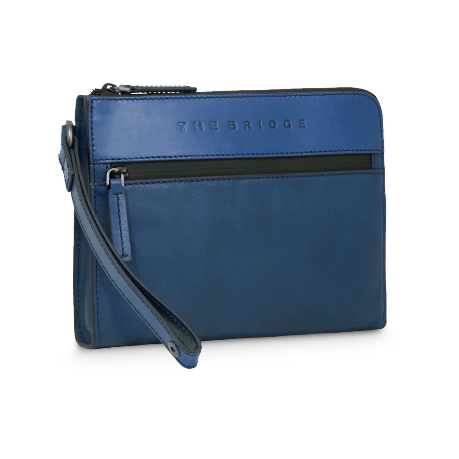 The Bridge Pochette Blu Linea Damiano in Pelle con Polsino da Uomo