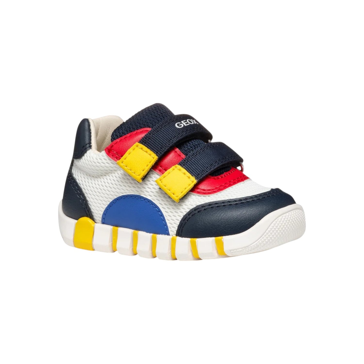 Geox Sneakers Bianca Blu con Doppio Strappo da Bambino