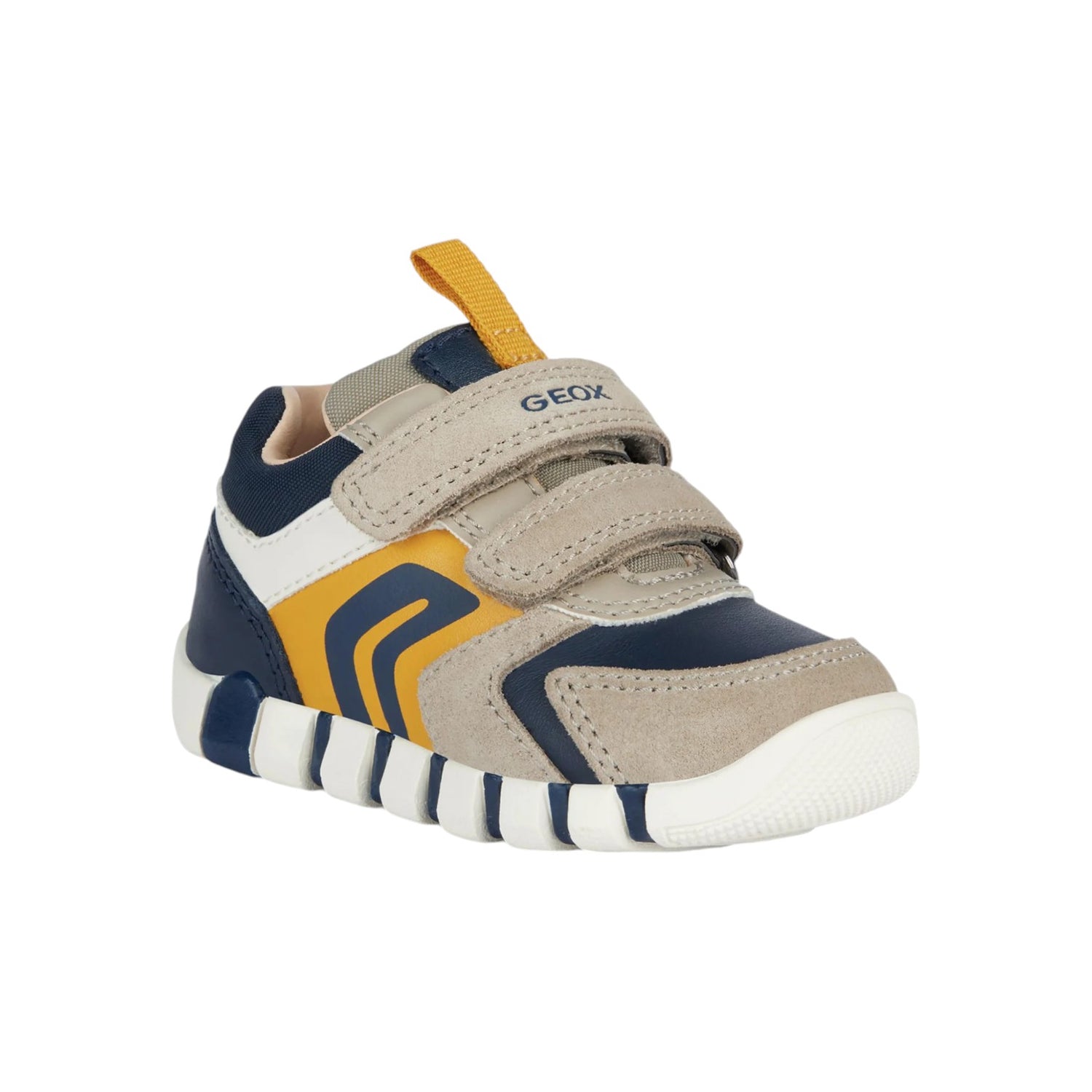 Geox Sneakers Blu Giallo in Camoscio con Strappo da Bambino