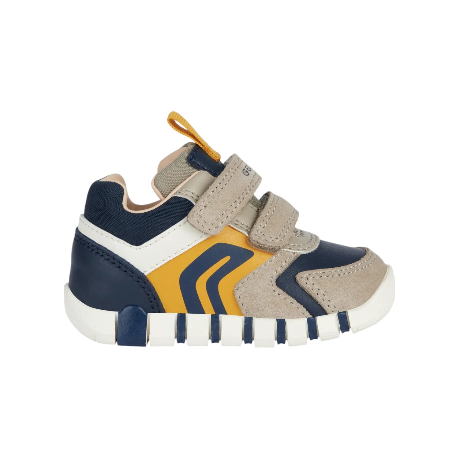 Geox Sneakers Blu Giallo in Camoscio con Strappo da Bambino