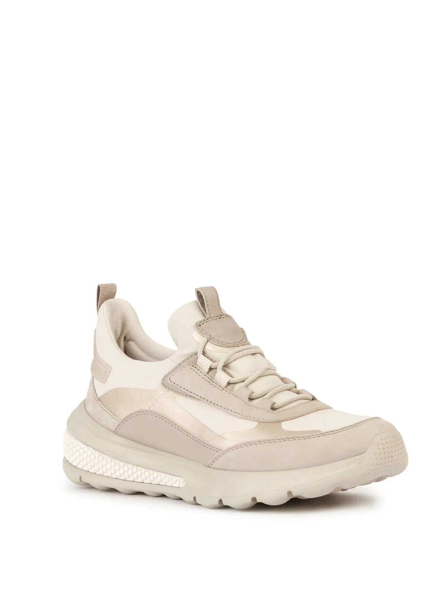 Geox Sneakers sabbia con inserti in pelle e tessuto