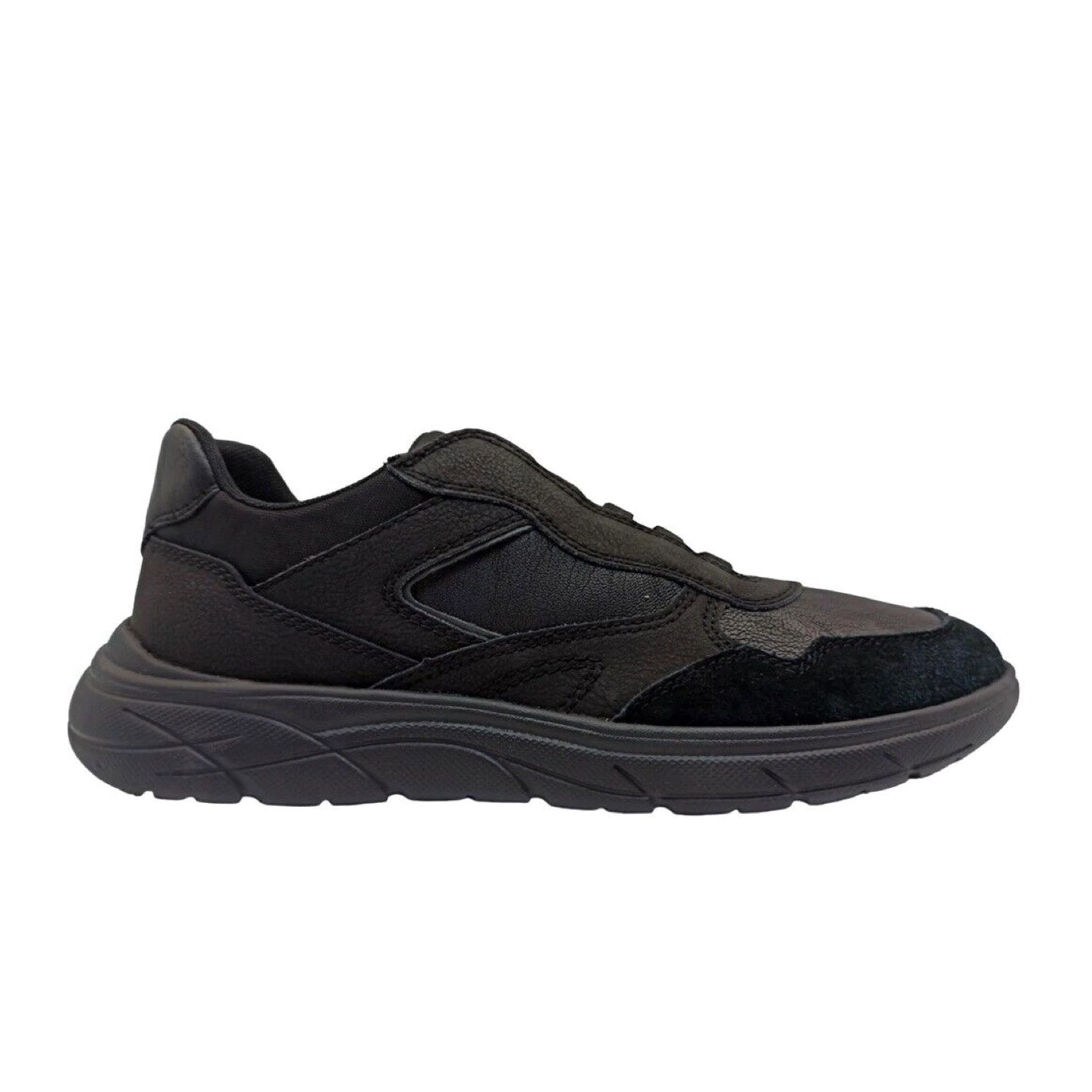 Geox Slip On nero in similpelle con lacci elasticizzati