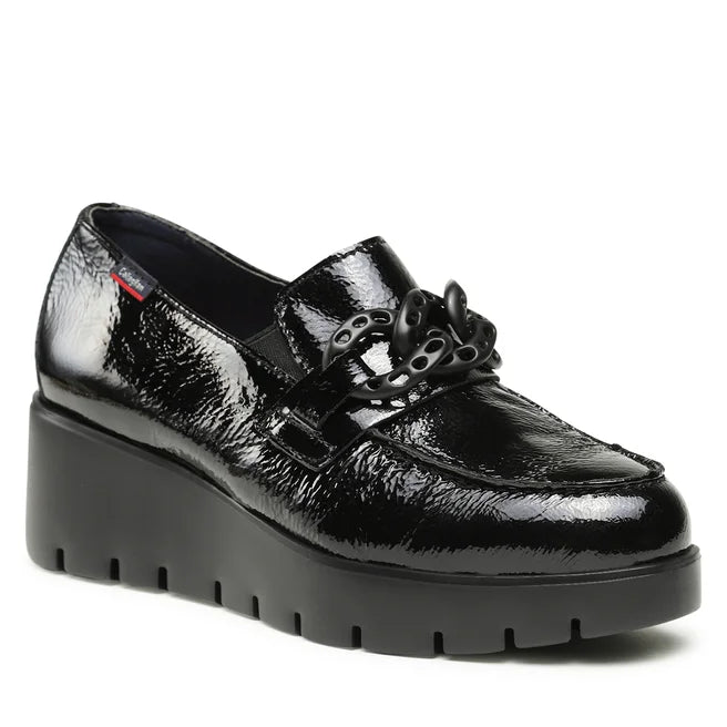 Callaghan Mocassino nero in naplak con zeppa