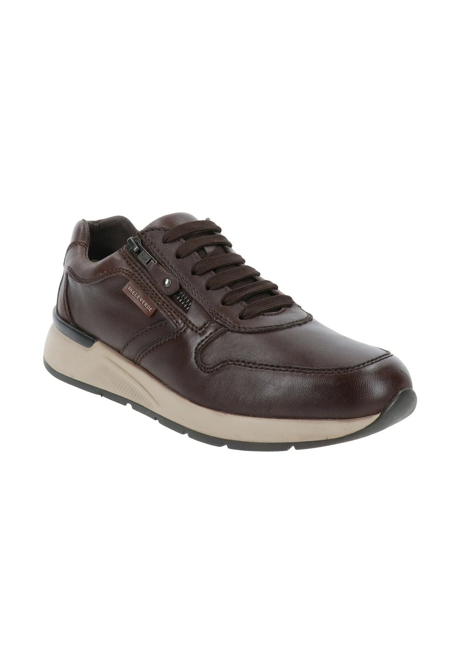 Valleverde Sneakers Marrone in Pelle con Zip Laterale da Uomo