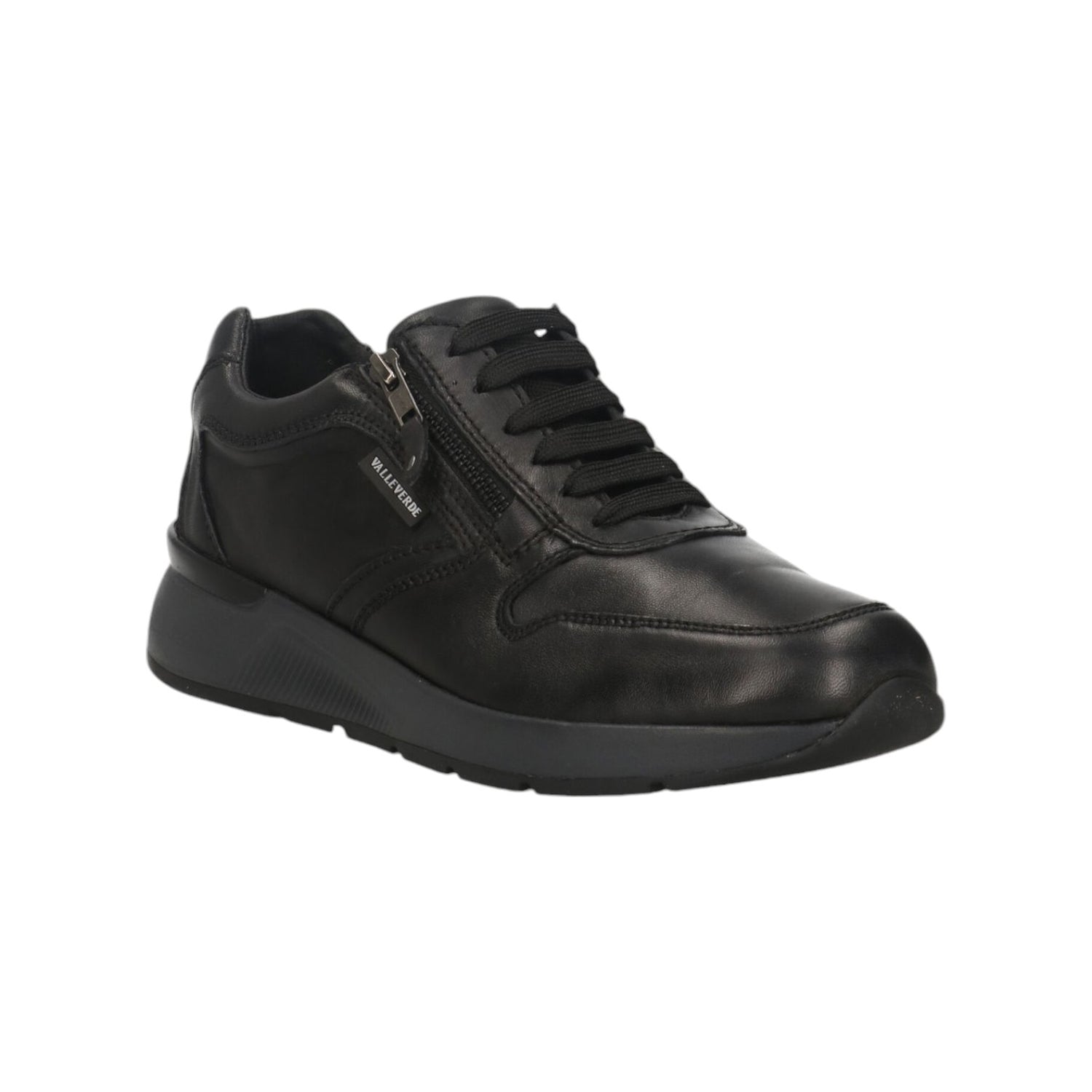 Valleverde Sneakers Nera in Pelle con Zip Laterale da Uomo