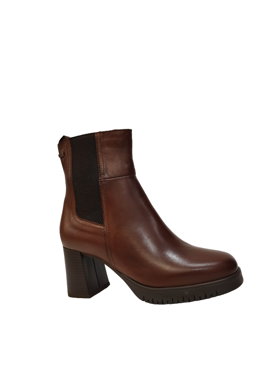 Valleverde Stivaletto marrone in pelle con plateau t.6