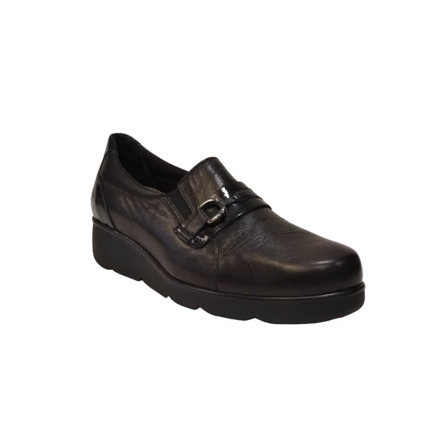 Susimoda Mocassino Nero in Pelle con Zeppa