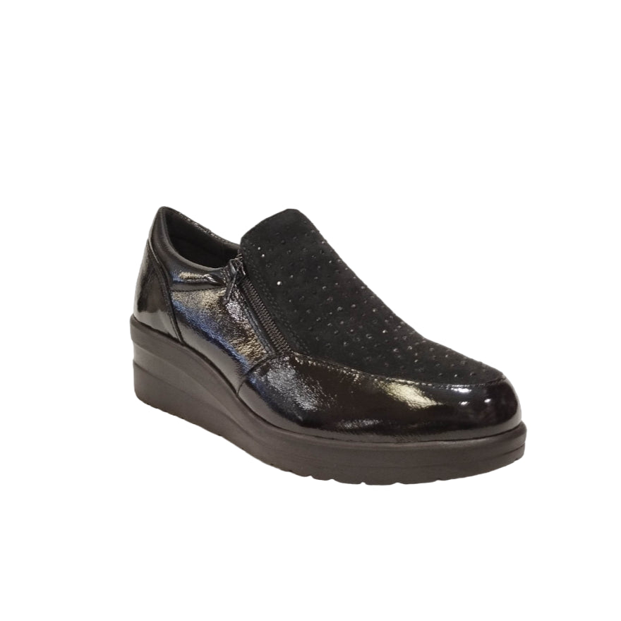 Susimoda Mocassino Nero in Naplak con Applicazione Strass