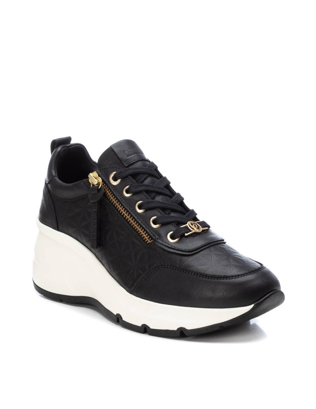 Carmela Sneakers nera in pelle con zeppa