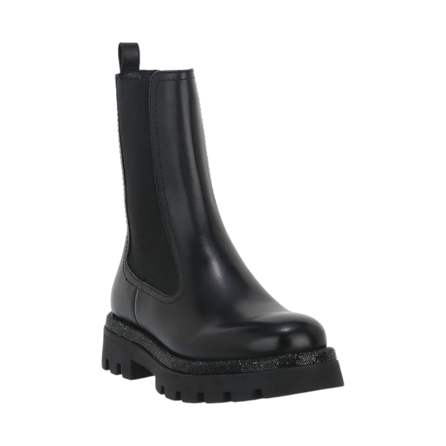 Keys Stivaletto Alto Donna in Pelle con Micro Strass