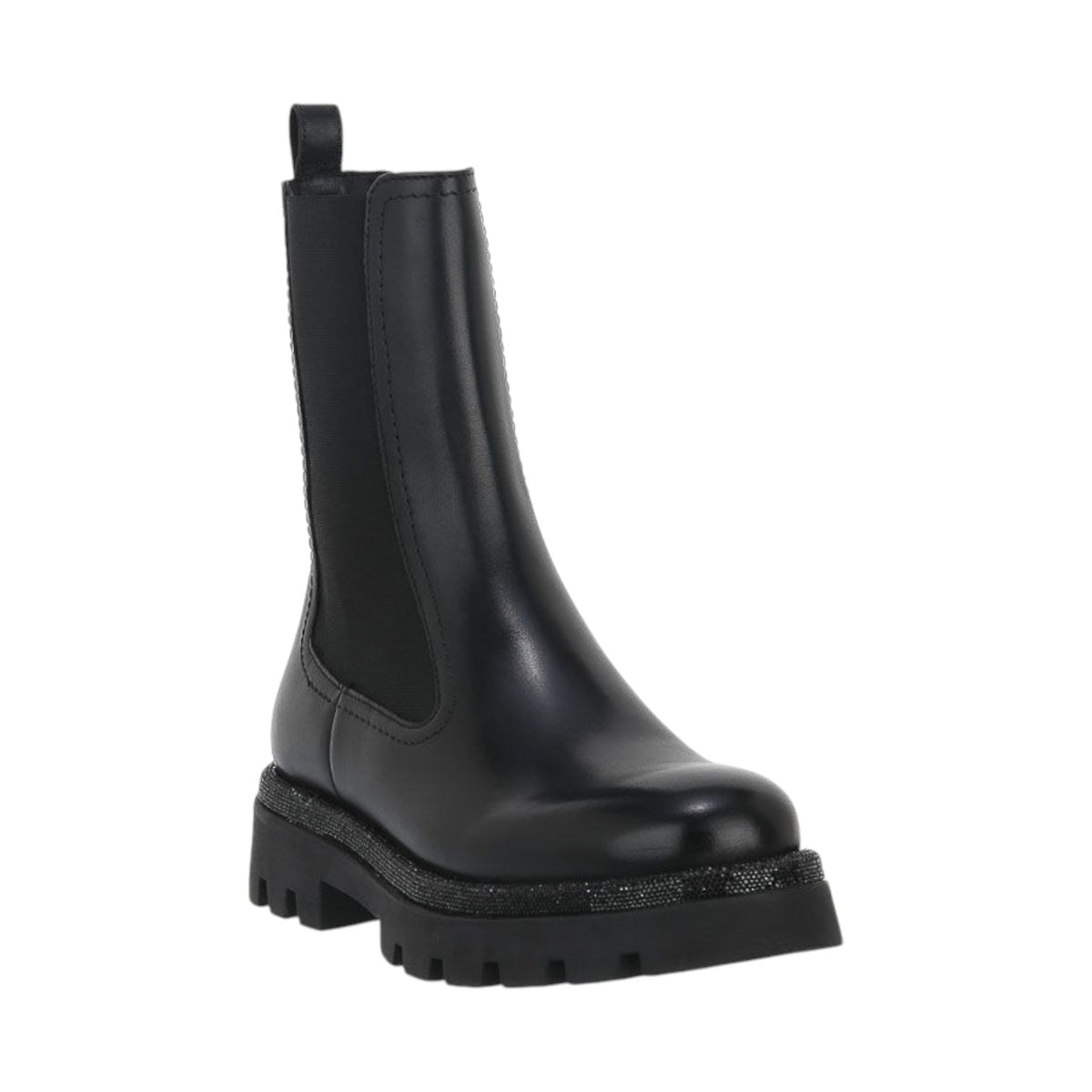 Keys Stivaletto Alto Donna in Pelle con Micro Strass