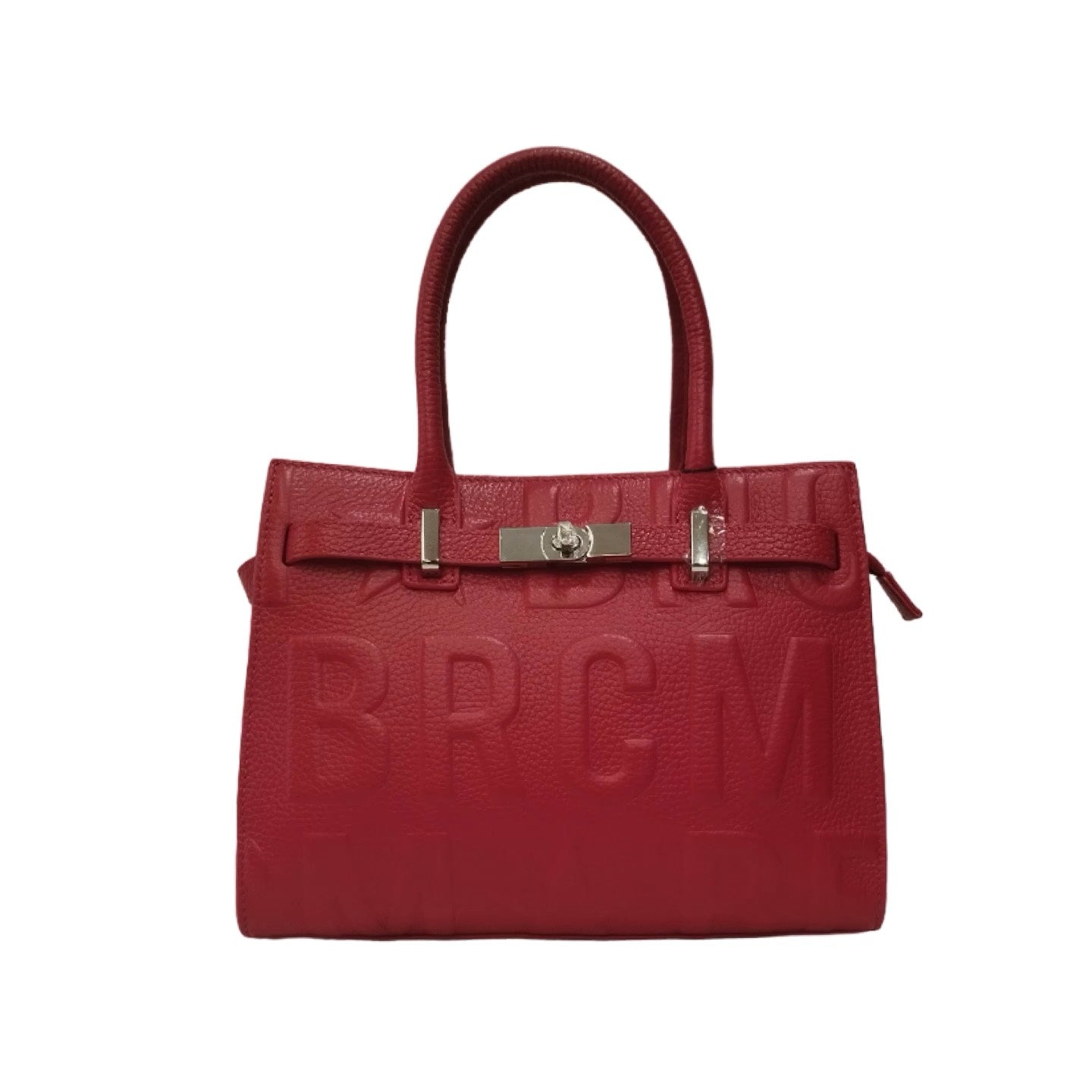 M Brc Mini Borsa a Mano Rosso con Stampa Maxi Logo