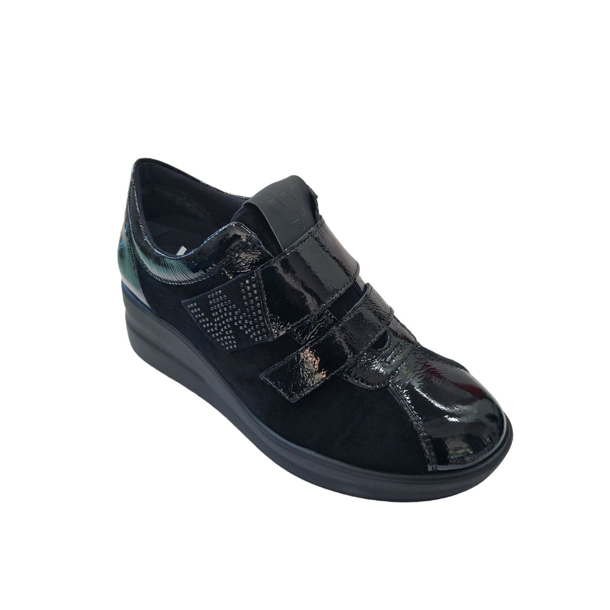Melluso Scarpa Donna in Camoscio e Vernice con Doppio Strappo