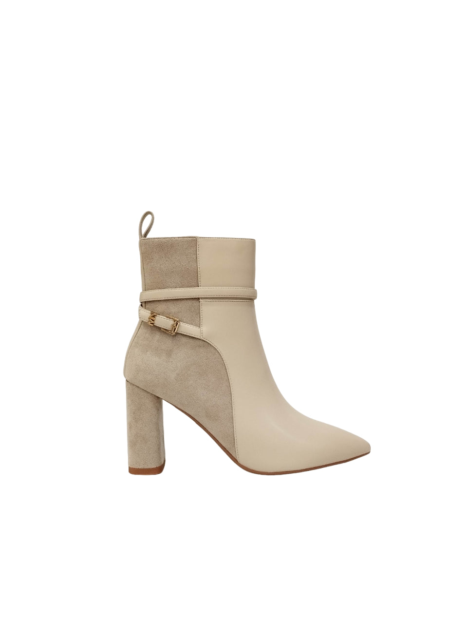 Nine West Stivaletto con Fibbia in Pelle e Camoscio Beige t.9