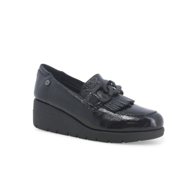 Melluso Mocassino Donna in Naplak Nero con Zeppa