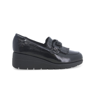 Melluso Mocassino Donna in Naplak Nero con Zeppa