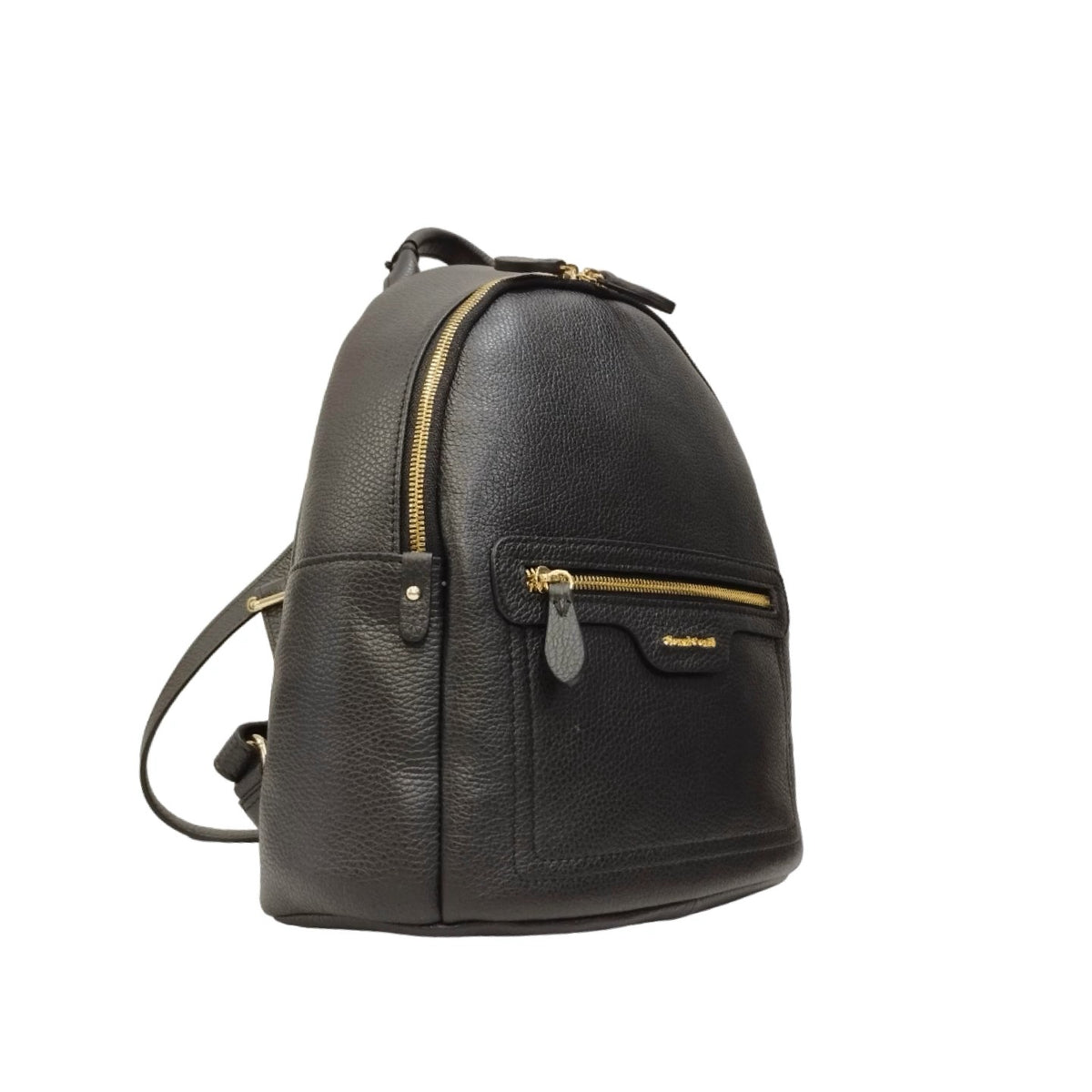 Gianni Conti Zaino Donna in Pelle Nera con Zip Dorate