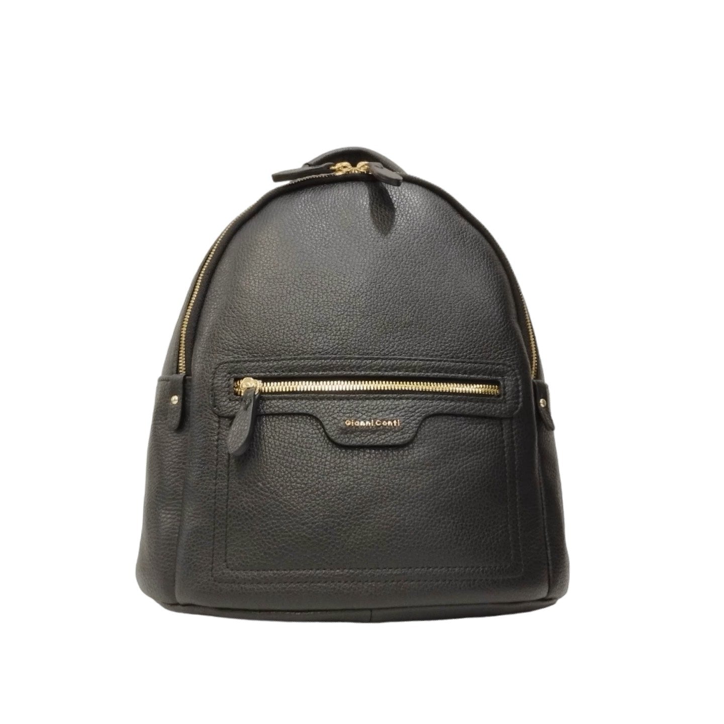 Gianni Conti Zaino Donna in Pelle Nera con Zip Dorate