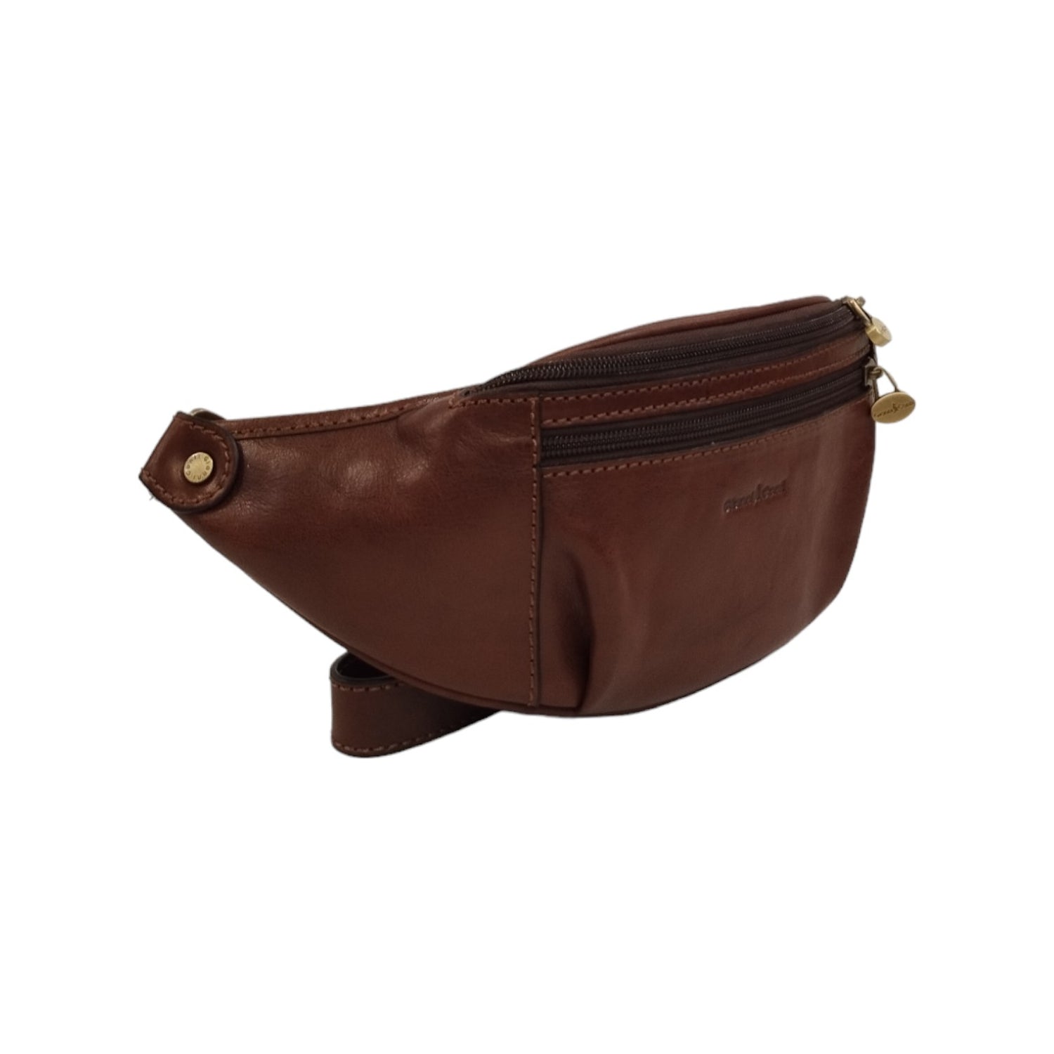 Gianni Conti Marsupio Uomo in Pelle Cognac con Zip Dorate