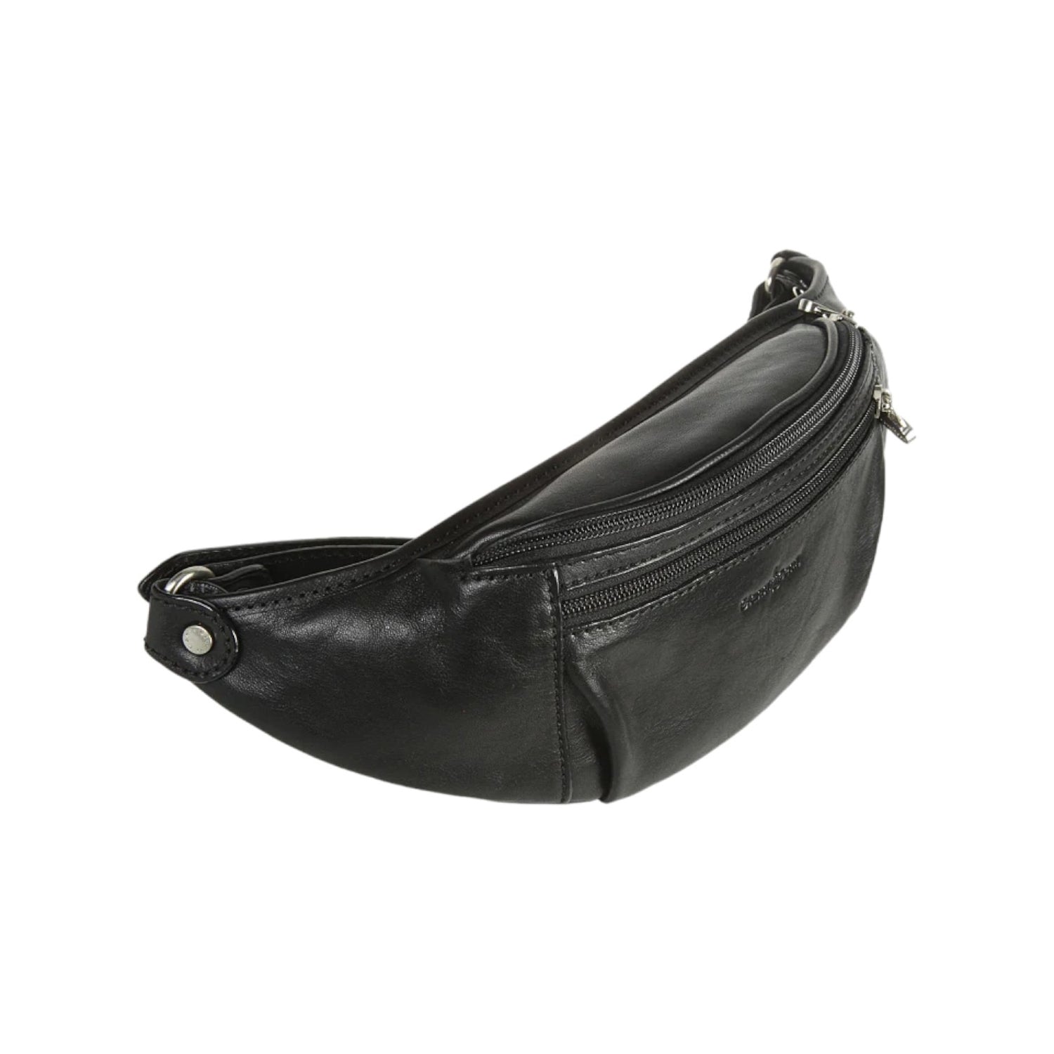 Gianni Conti Marsupio Uomo in Pelle Nero con Zip Argento