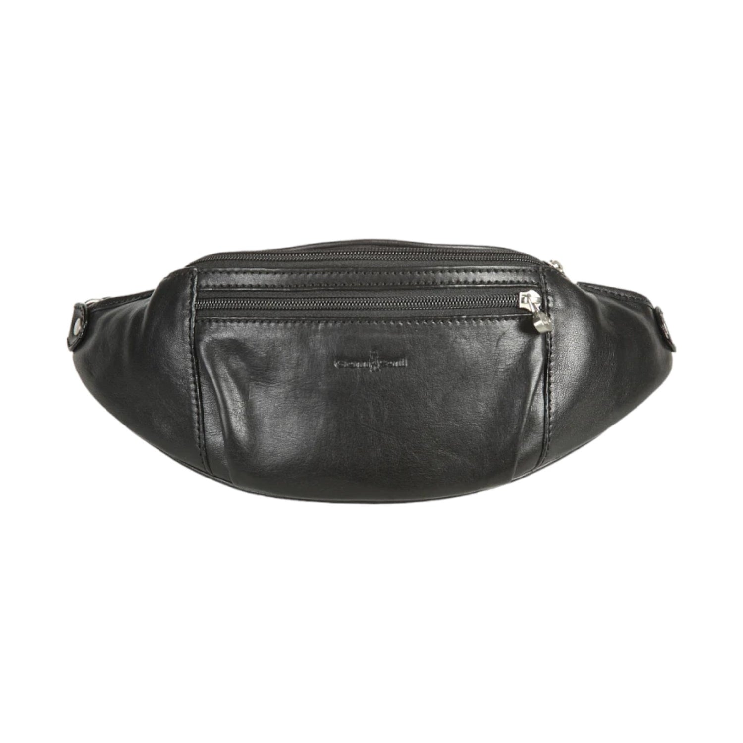 Gianni Conti Marsupio Uomo in Pelle Nero con Zip Argento