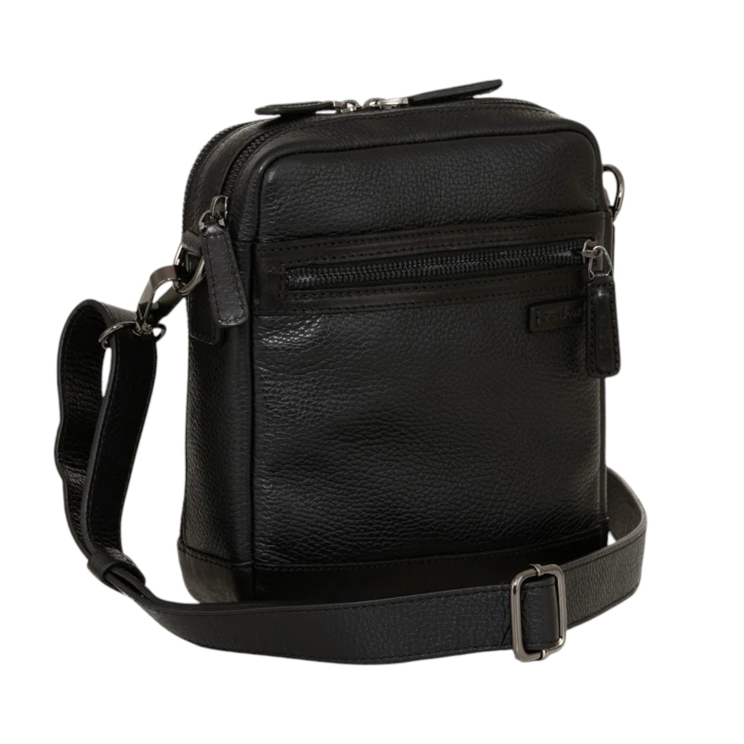 Gianni Conti Borsello Uomo in Pelle Martellata Nero con Tasca Frontale