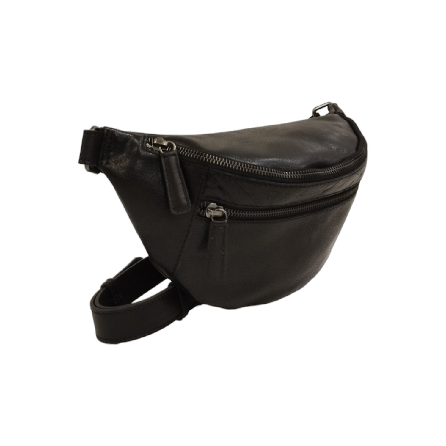 Gianni Conti Marsupio Uomo in Pelle Nero con Doppia Zip