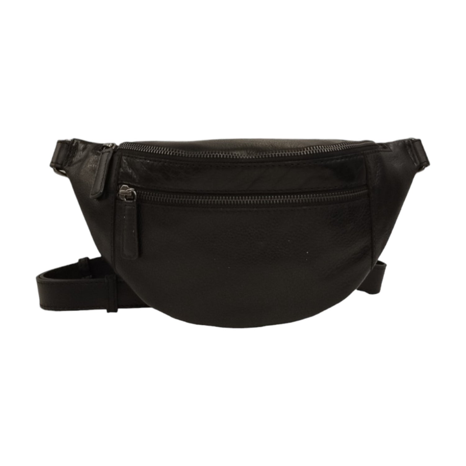 Gianni Conti Marsupio Uomo in Pelle Nero con Doppia Zip