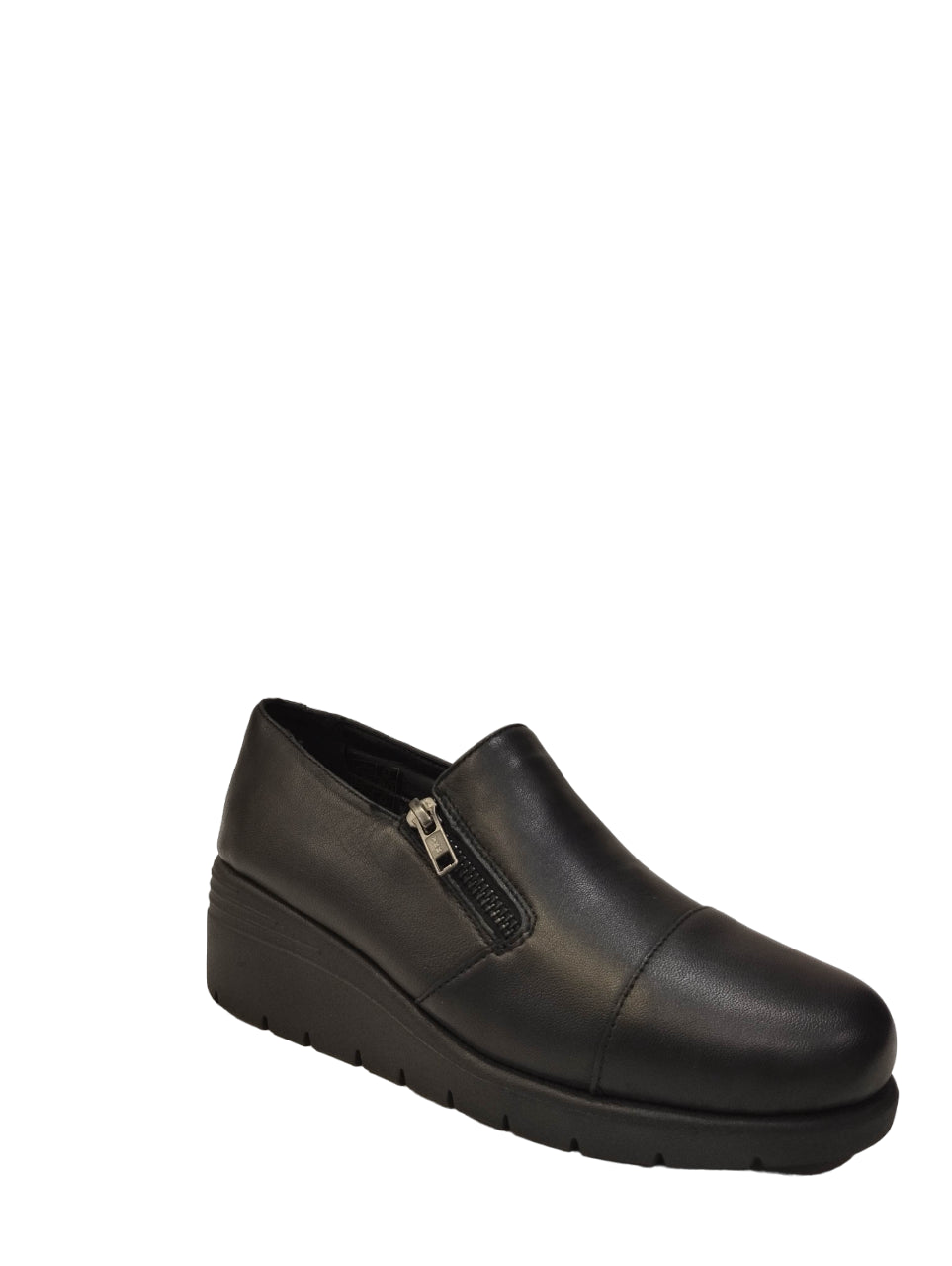 Melluso slip on nero in pelle con cerniera