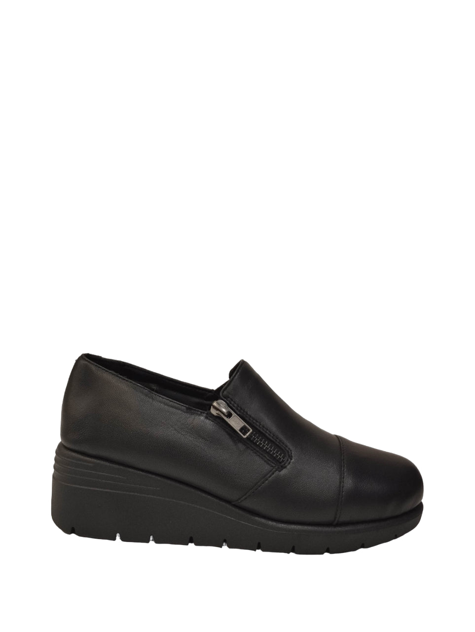 Melluso slip on nero in pelle con cerniera