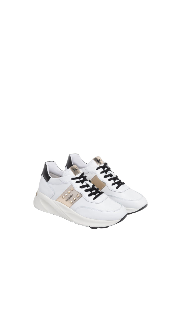 Nero Giardini sneakers bianca pelle borchie