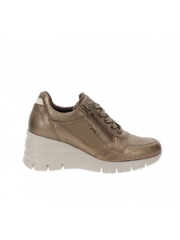 Nero Giardini sneakers con zeppa bronzo con cerniera