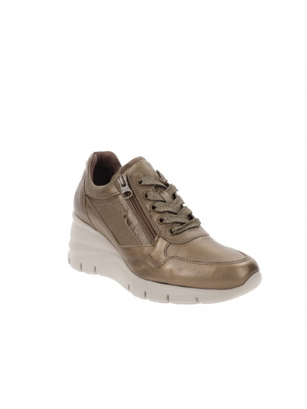 Nero Giardini sneakers con zeppa bronzo con cerniera