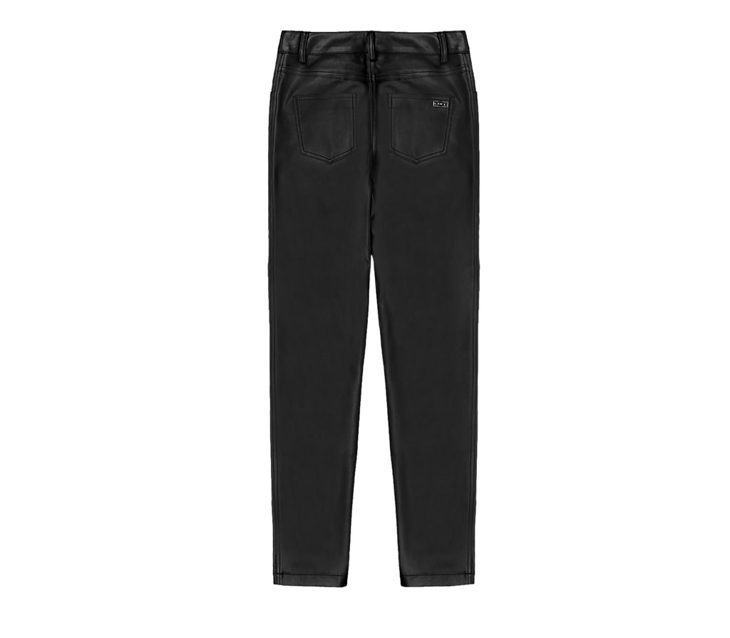 Cult Pantalone da Donna Nero Effetto Pelle