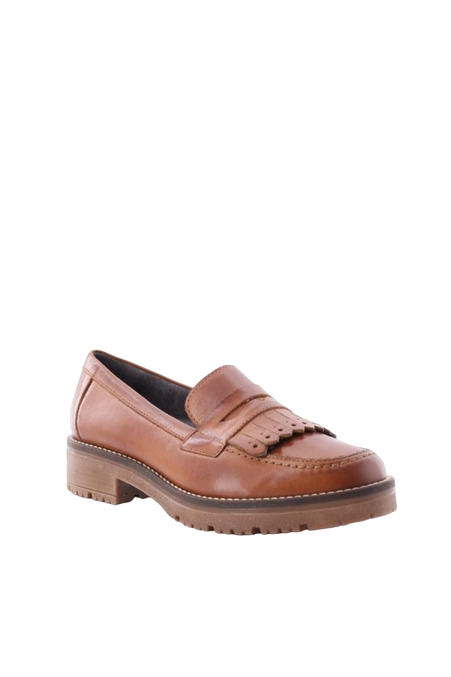 Pitillos Mocassino Donna in Pelle Cuoio con Frange sulla Tomaia