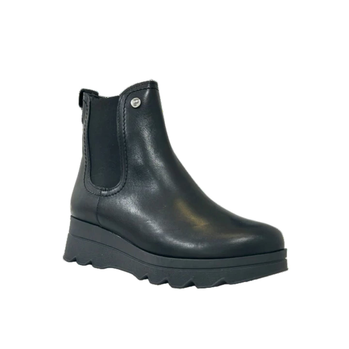 Pitillos Stivaletto Donna in Pelle Nera con Elastico Laterale e Zeppa