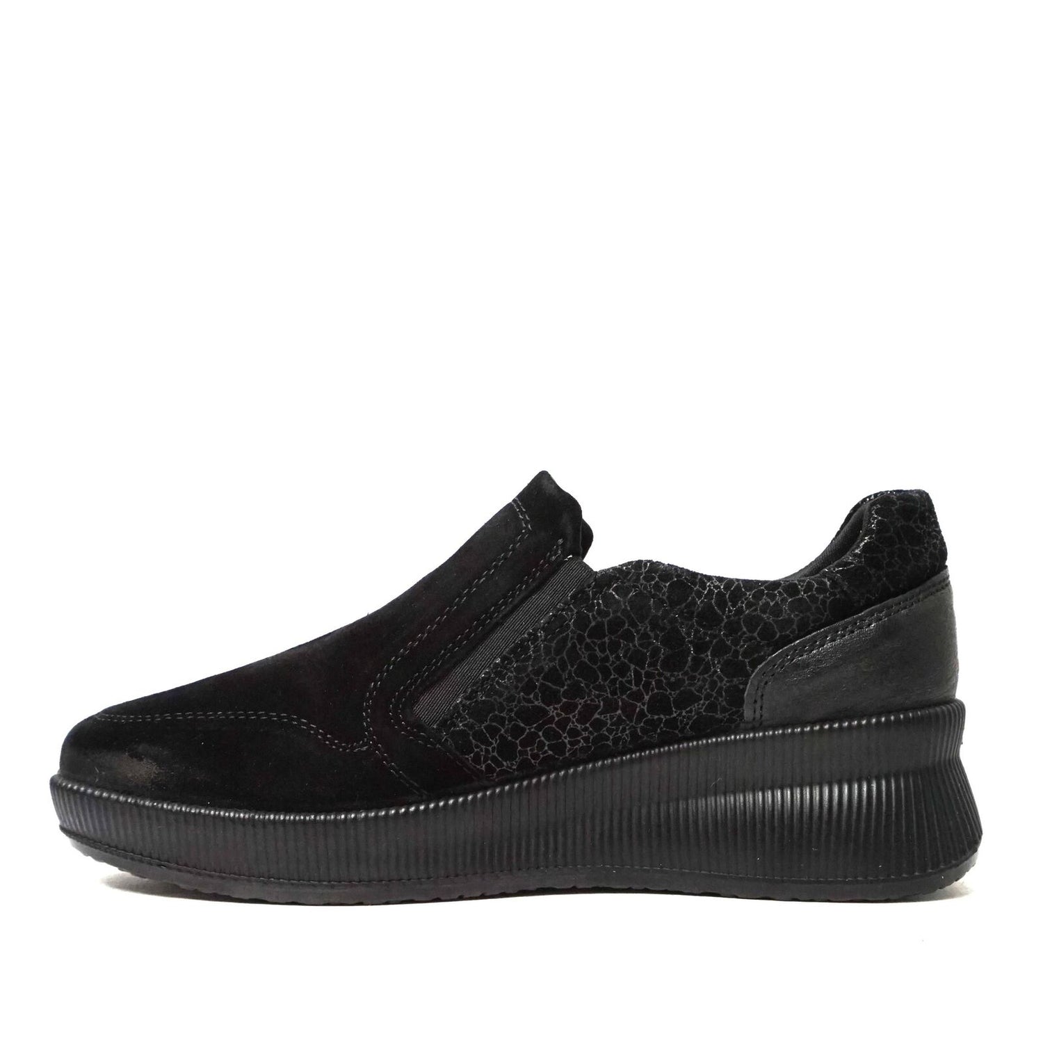 Enval Slip On Nero da Donna in Camoscio con Cerniera