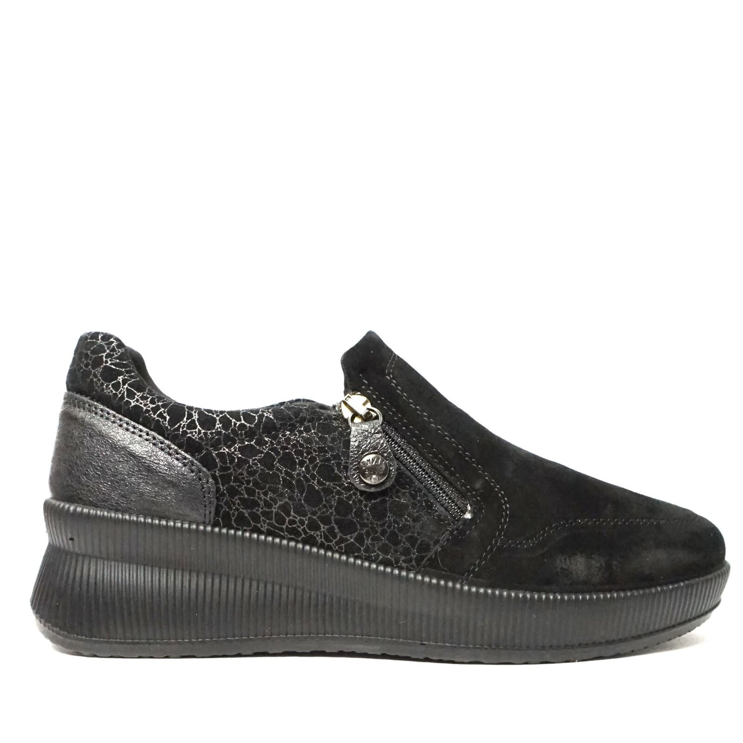 Enval Slip On Nero da Donna in Camoscio con Cerniera
