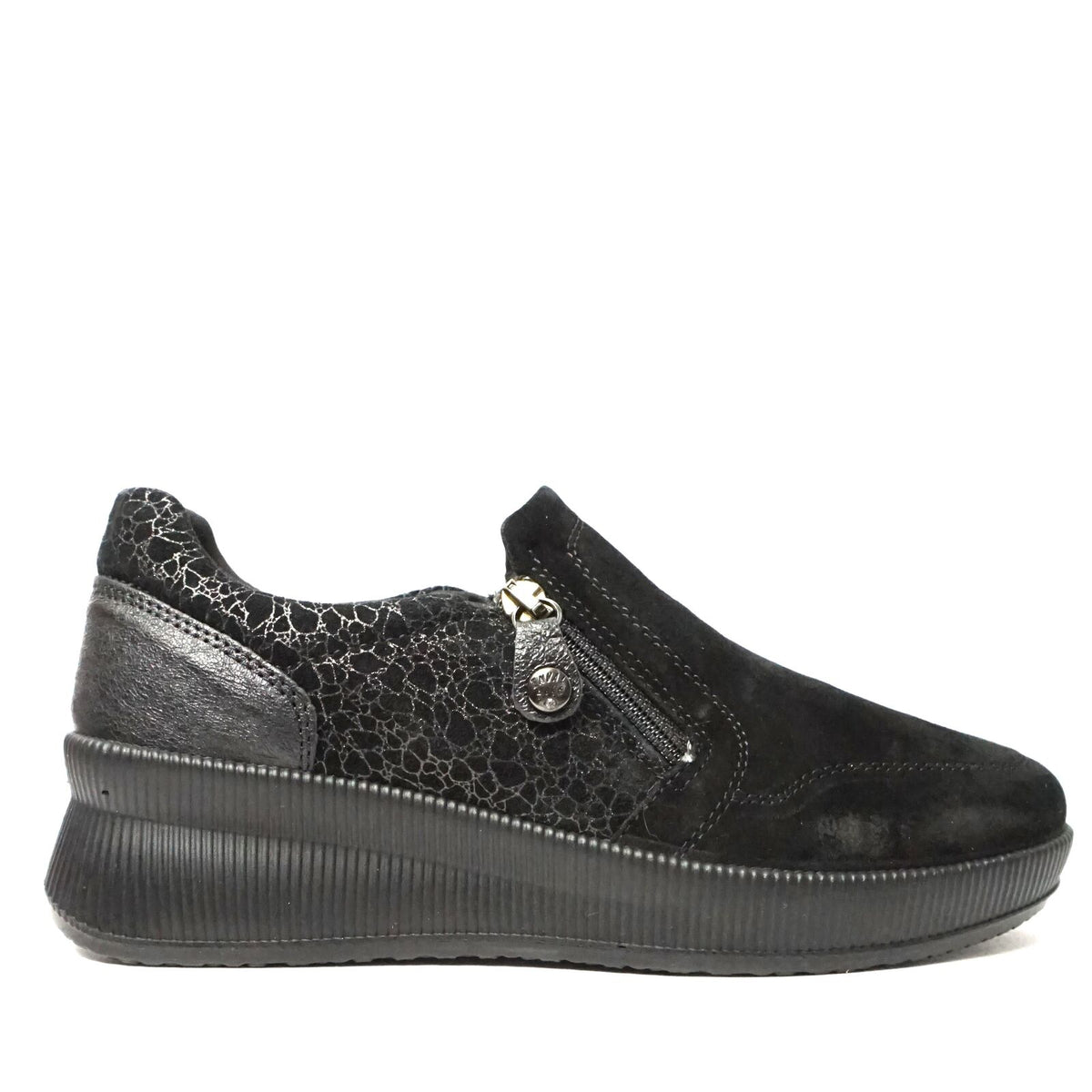 Enval Slip On Nero da Donna in Camoscio con Cerniera
