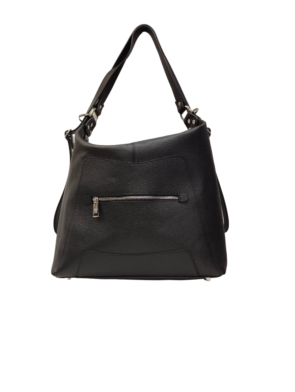 Caleidos Borsa a Spalla Donna in Pelle Nera con Manico Regolabile