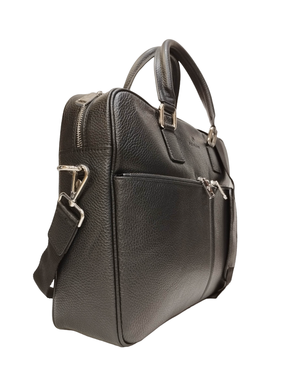 Caleidos Cartella Donna in Pelle Nera con Doppia Tasca Frontale e Tracolla