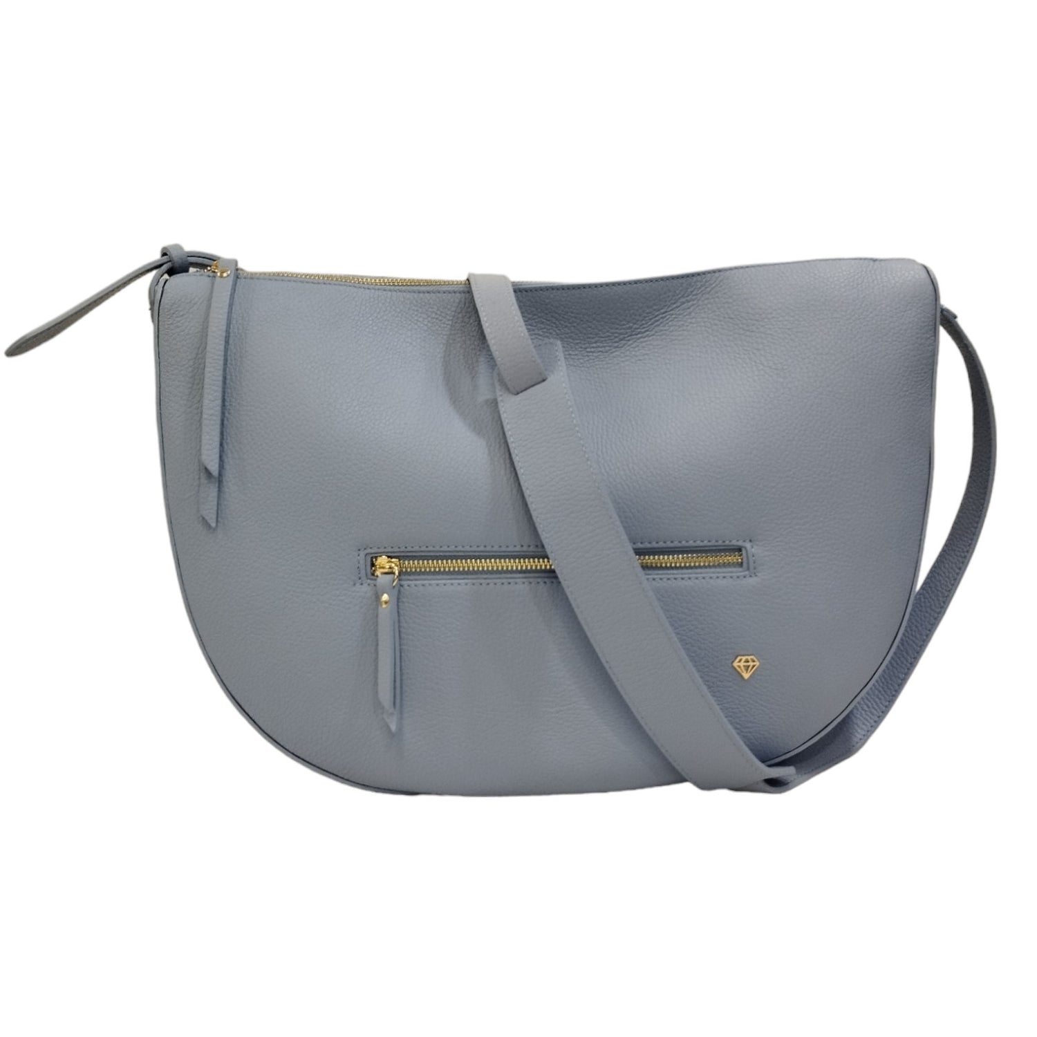 Caleidos Mezza Luna Donna in Pelle Azzurra con Tasca Frontale