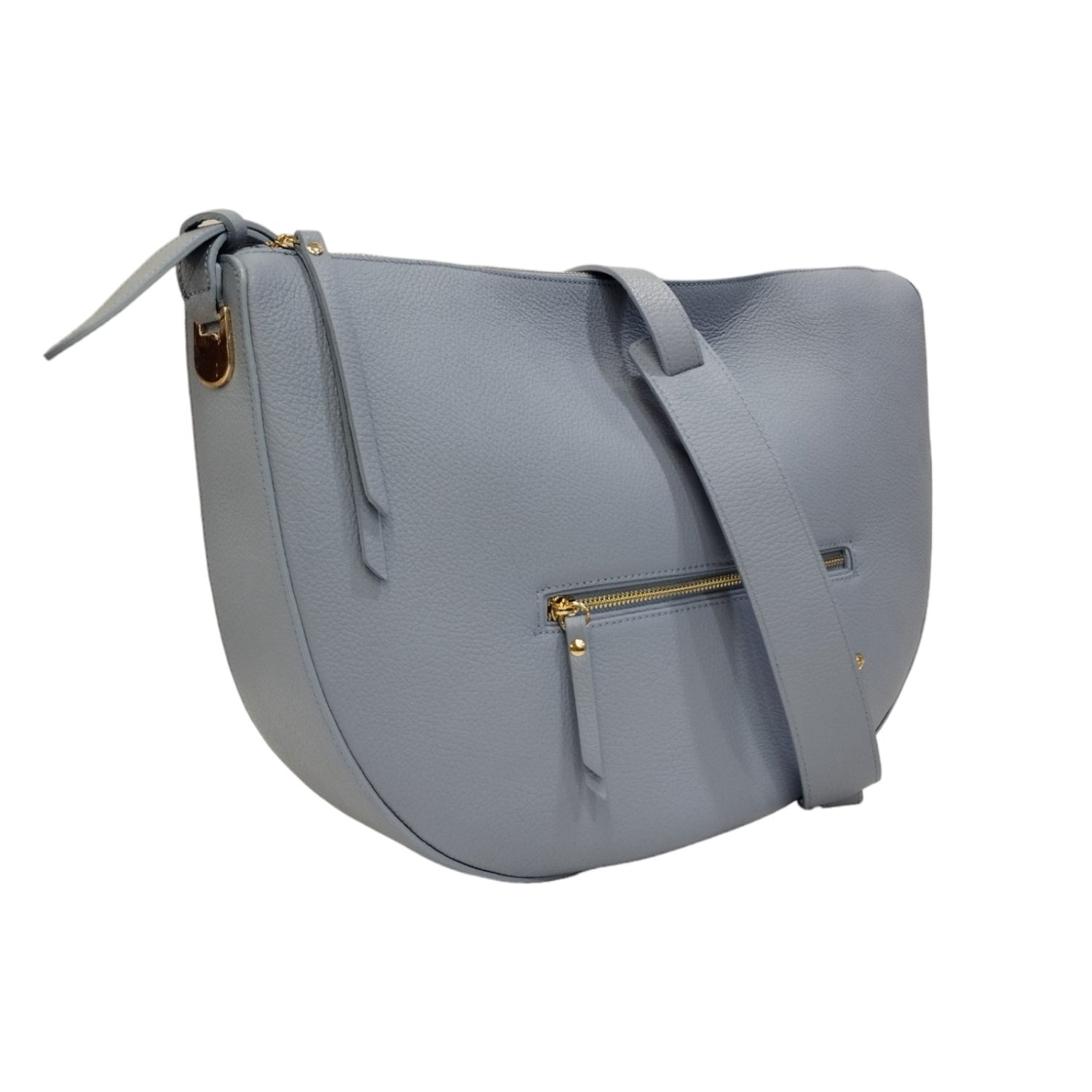 Caleidos Mezza Luna Donna in Pelle Azzurra con Tasca Frontale