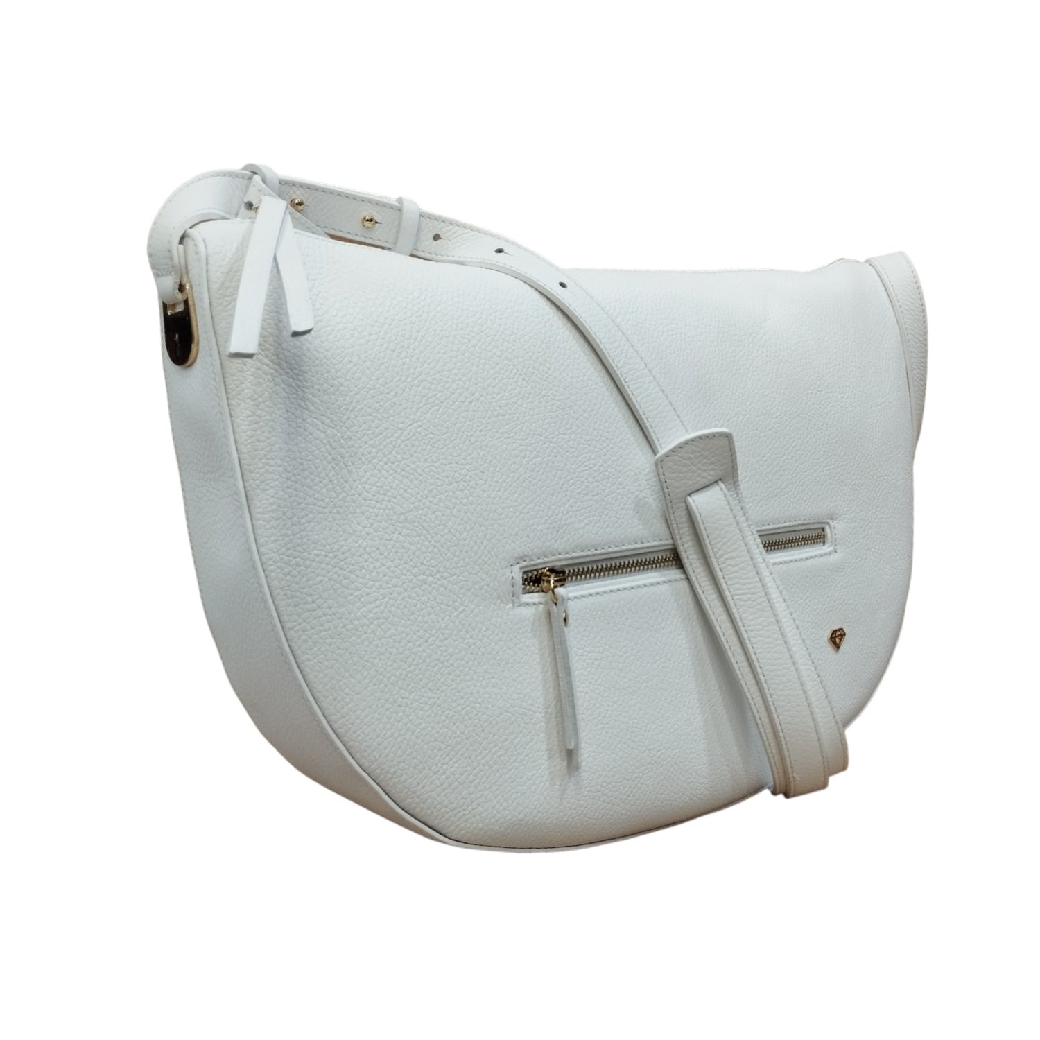 Caleidos Mezza Luna Donna in Pelle Bianca con Tasca Frontale