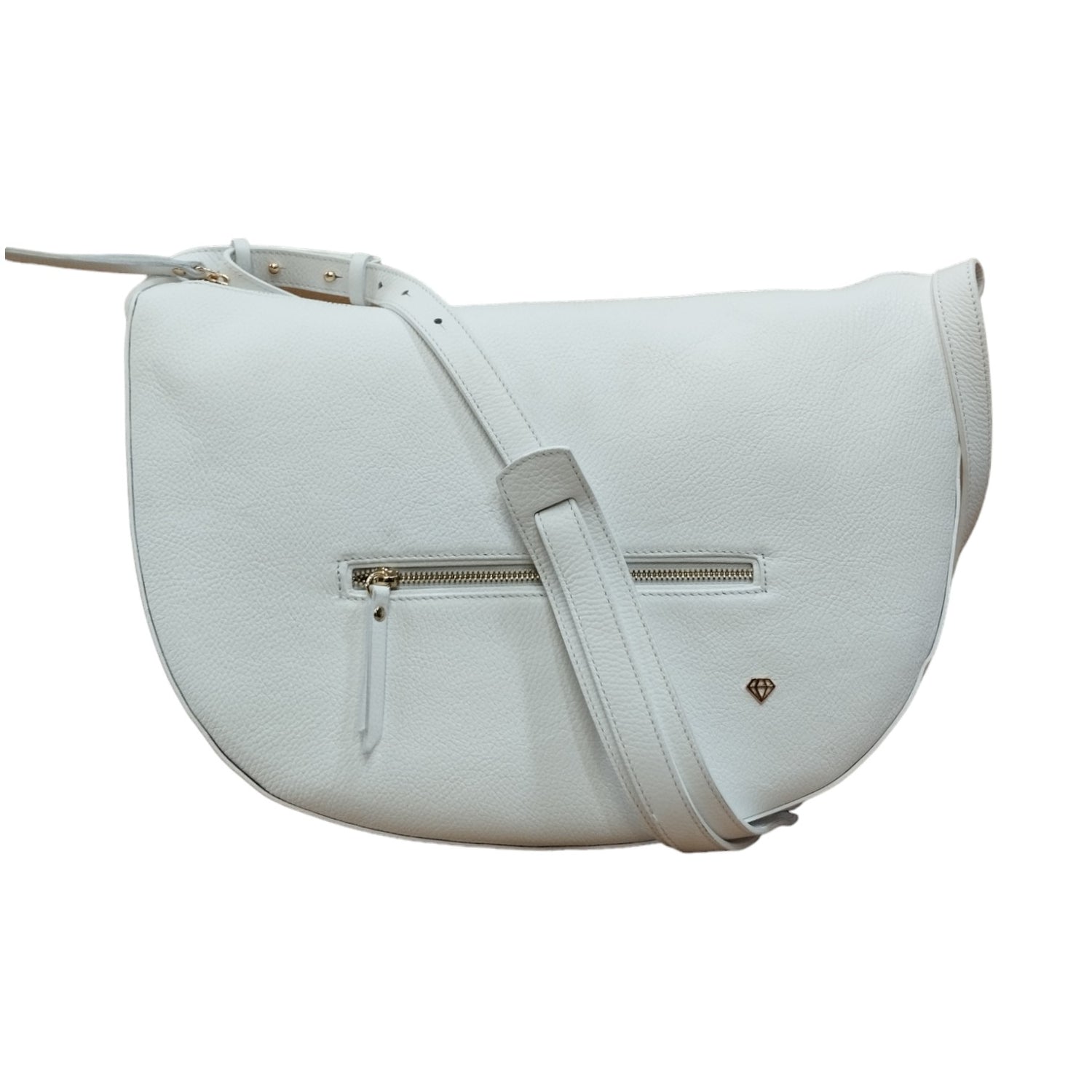 Caleidos Mezza Luna Donna in Pelle Bianca con Tasca Frontale