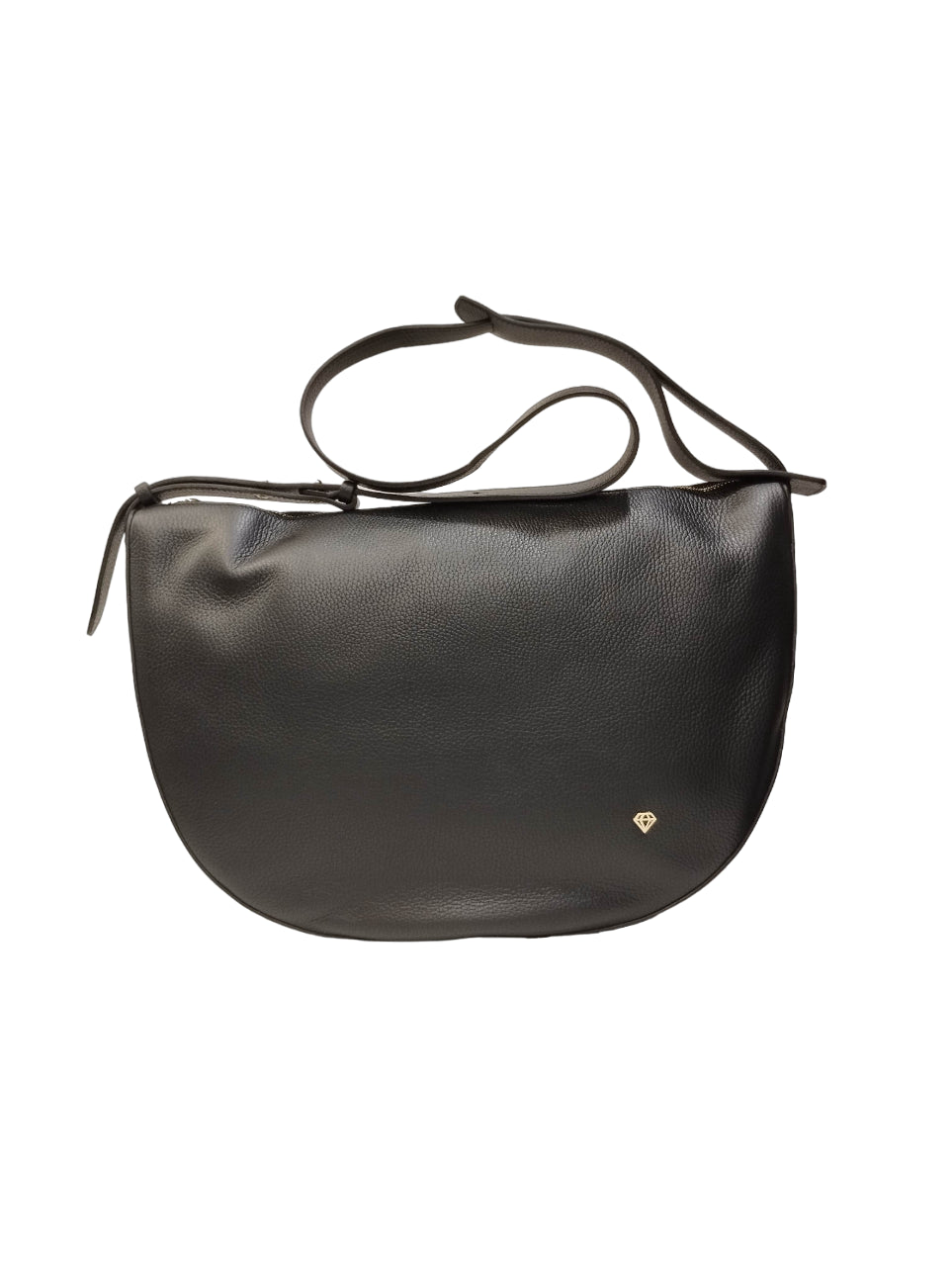 Caleidos Mezza Luna Donna in Pelle Nera con Logo Laterale