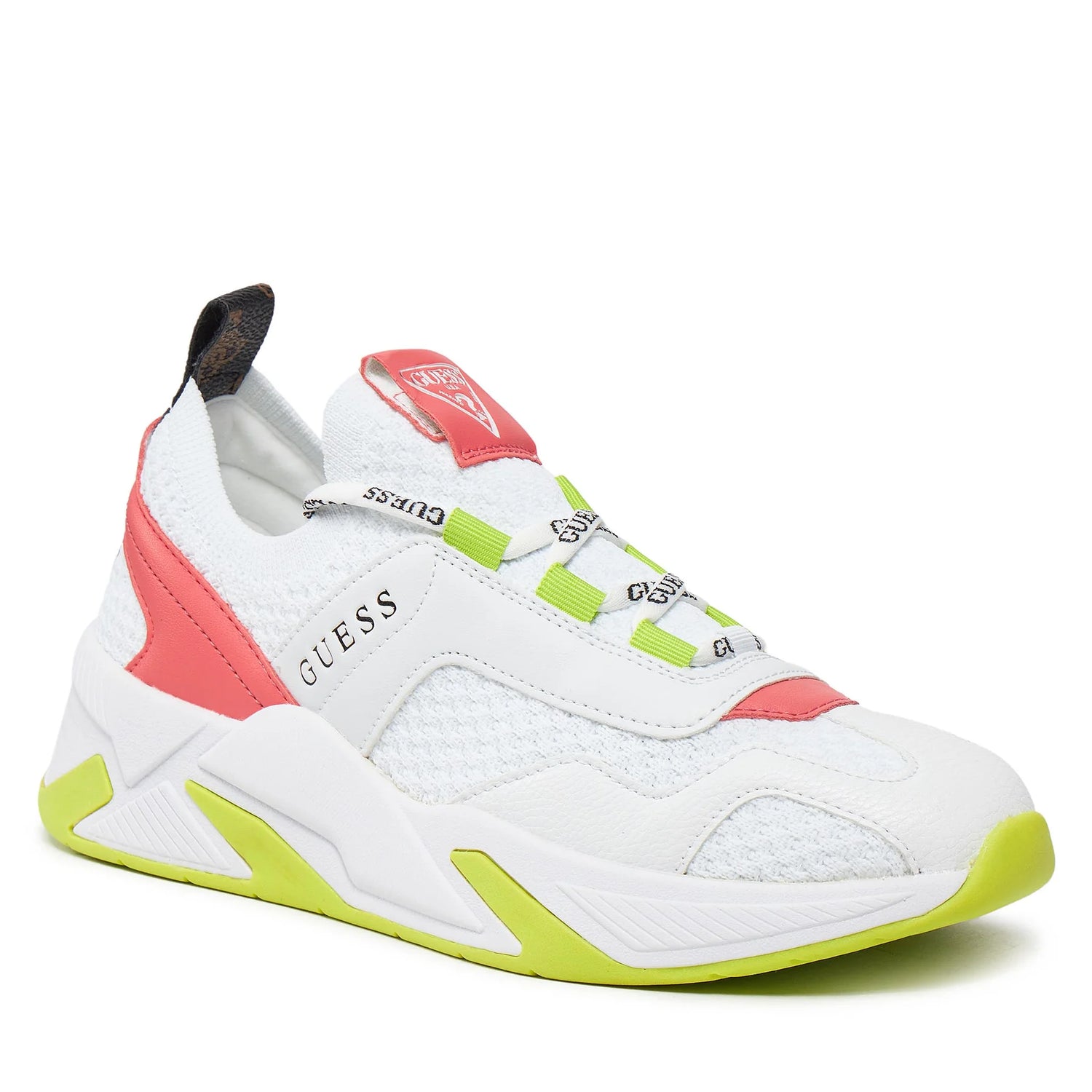 Guess Sneakers Bianco Giallo Geniver con Inserti Traforati