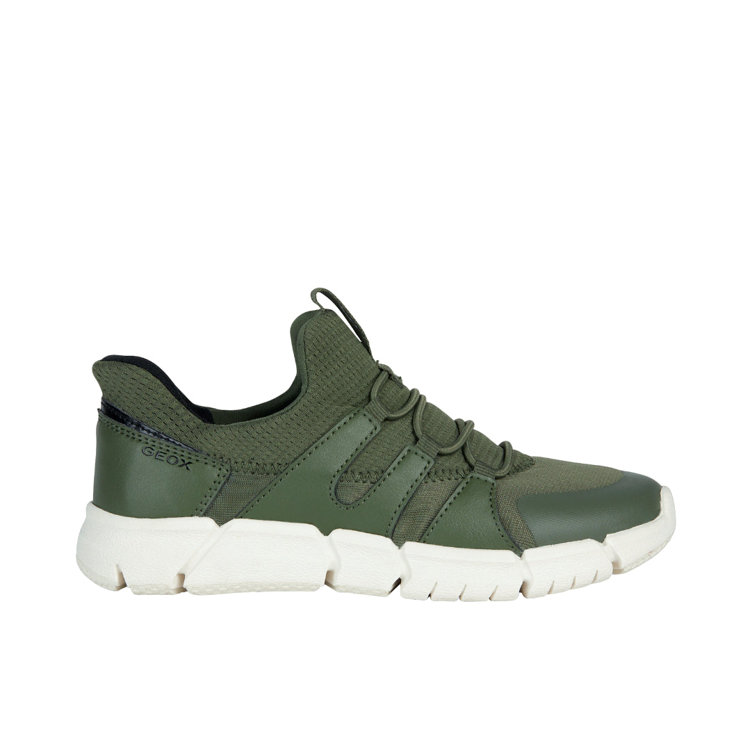 Geox Bambino Slip On Verde Militare in Tessuto