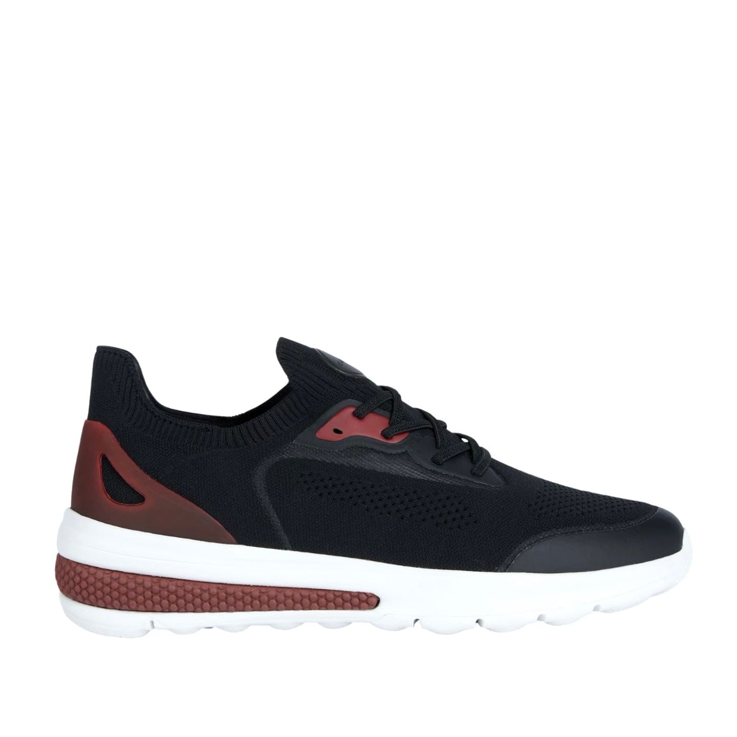 Geox Sneakers Spherica Actif Nero Bordeaux in Tessuto e Pelle