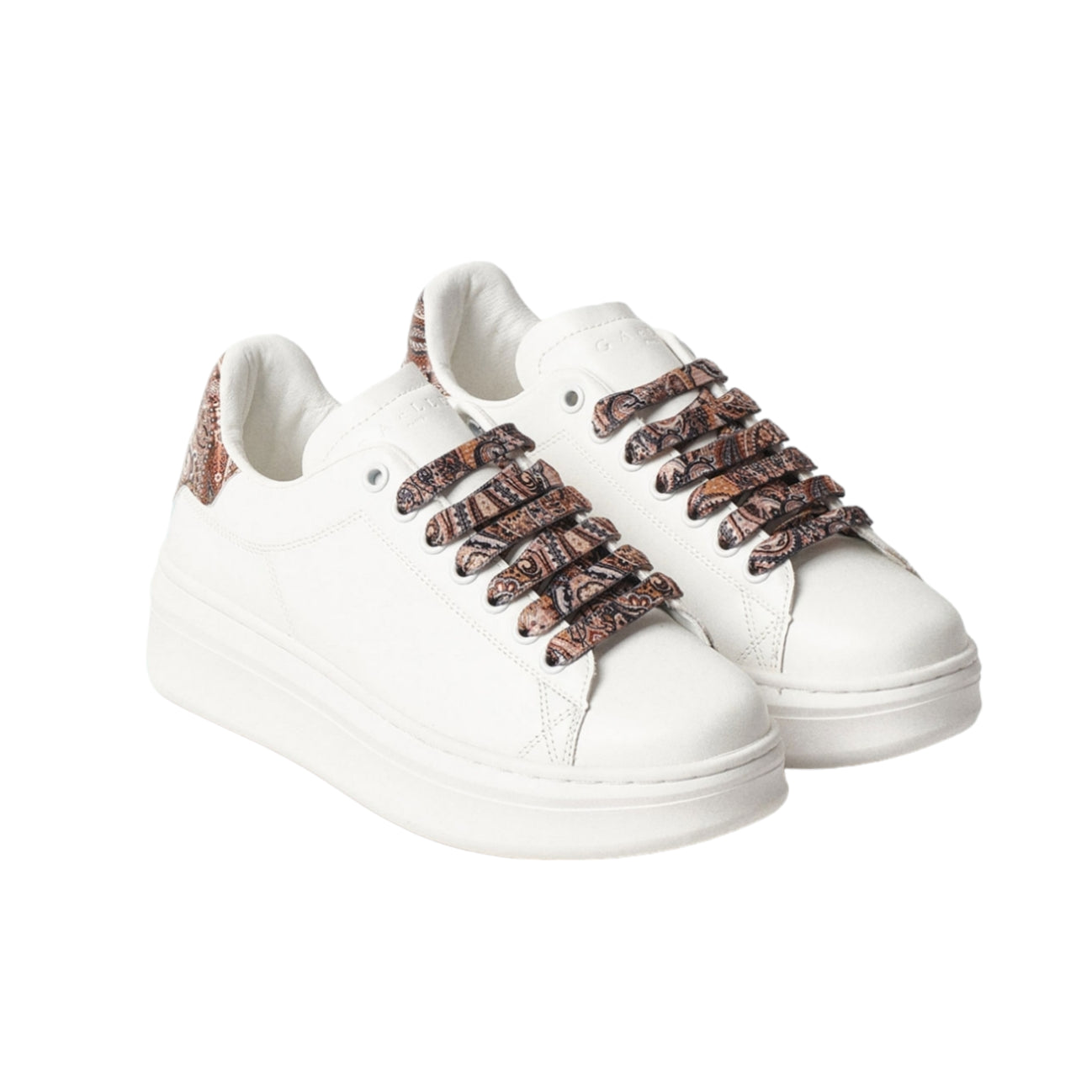 Gaelle Sneakers Donna in Ecopelle Bianca con Dettagli Multi Color Beige
